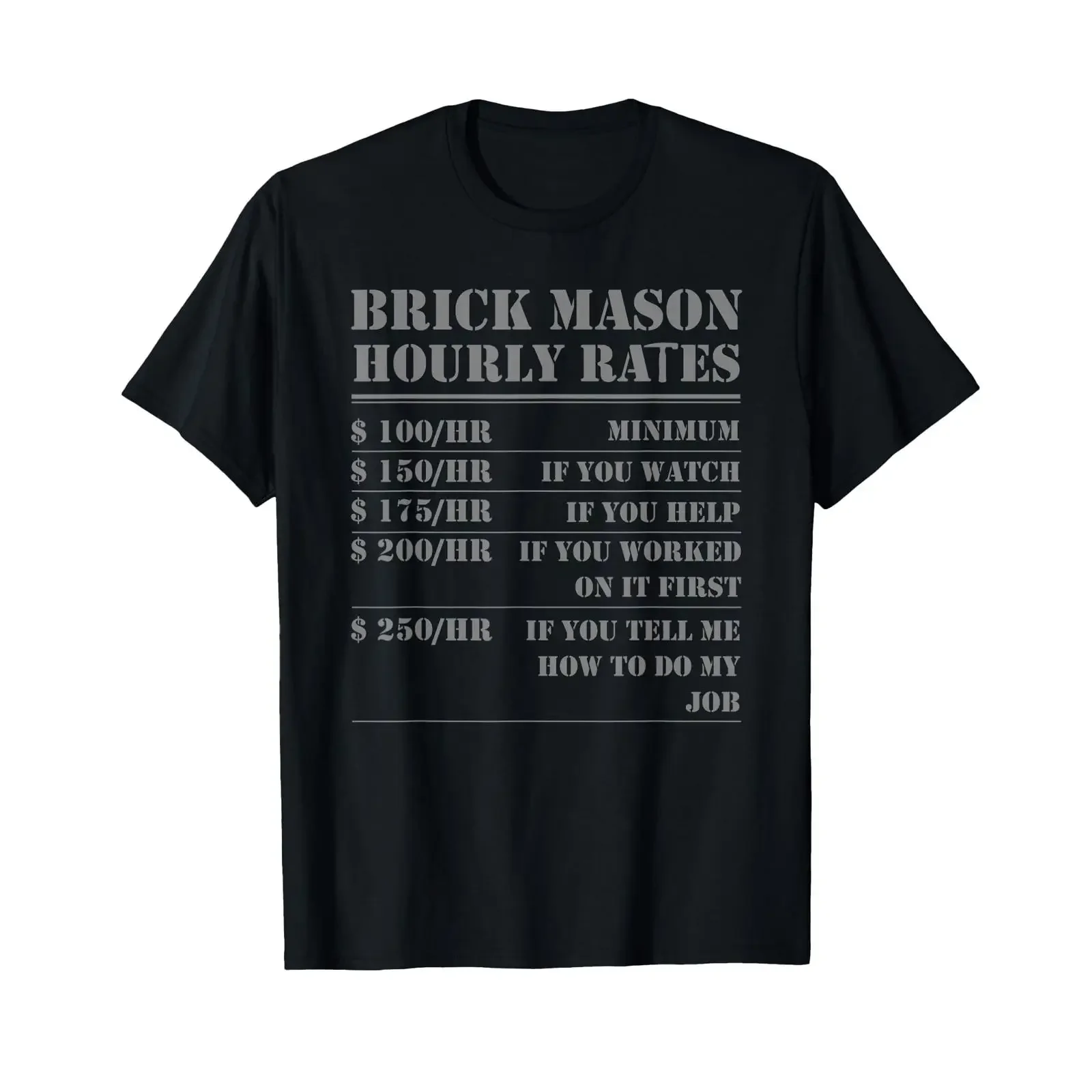 Brick Mason Hourly Rates Funny Bricklayer Labor Worker s T Shirt vintage Washed Top For Everyday Wear Stylish Versatile homme