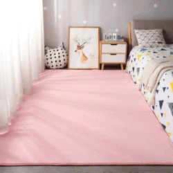 Soft Thickened Living Room Carpets Coral Velvet Solid Color Floor Mats Machine Washable Children's Crawling Blanket Bedside Rugs