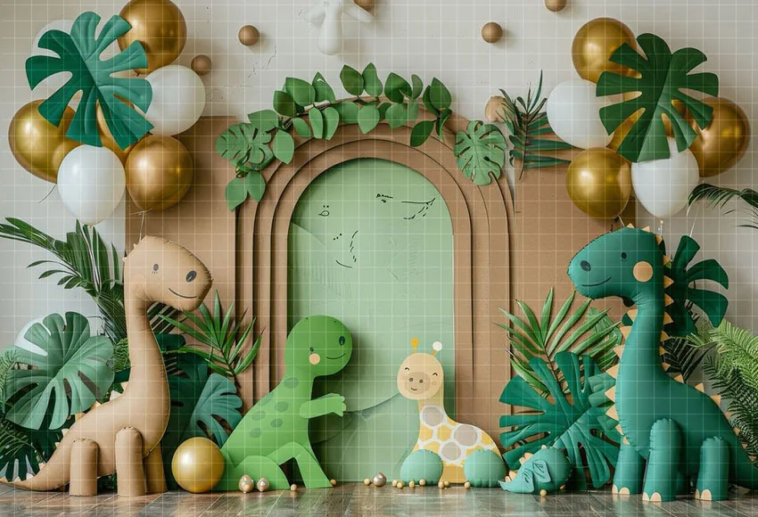 Mehofond Photography Background Dinosaur Mermaid Bear Balloon Kids Birthday Party Cake Smash Portrait Decor Backdrop Photo Studi