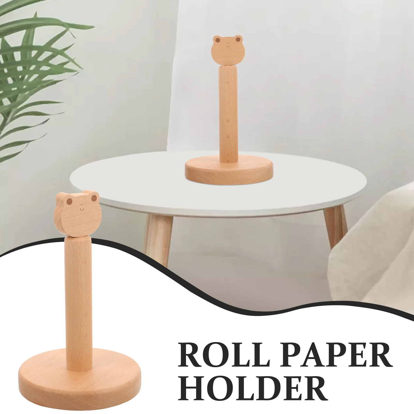 

Wooden Frog Head Paper Towel Holder Stable Round Base Non Slip Bottom Desktop Tissue Rack Kitchen Bathroom Accessories Wooden