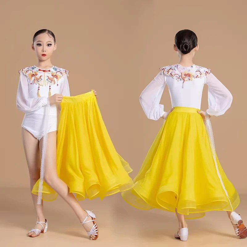 

Новый женский летний танцевальный костюм с элементами Хань для выступлений, тренировок и соревнований, комплект с пышной юбкой