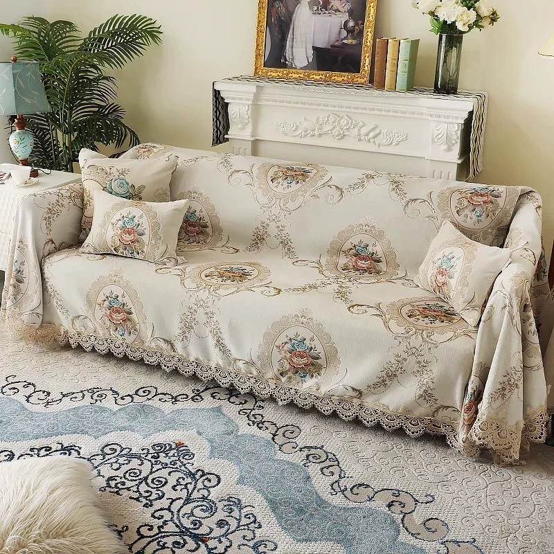 

Dust Proof Home Furniture Protection Jacquard Chenille Sofa Towel Cover, Luxury Couch Slipcover Throw Blanket, 2, 3 Seats