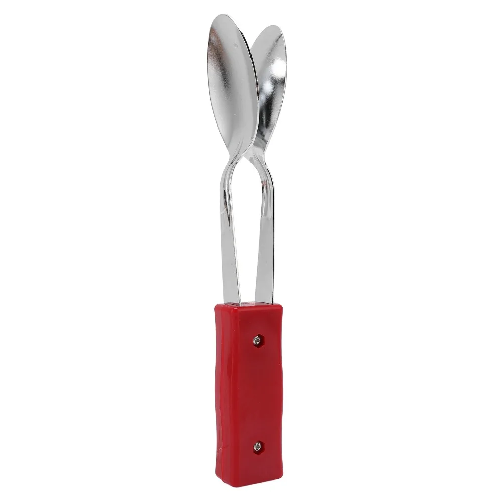 Premium Metal+Plastic Musical Spoons Handle Design Silver+Red Percussion Instrument Folk Music Tool Live Shows