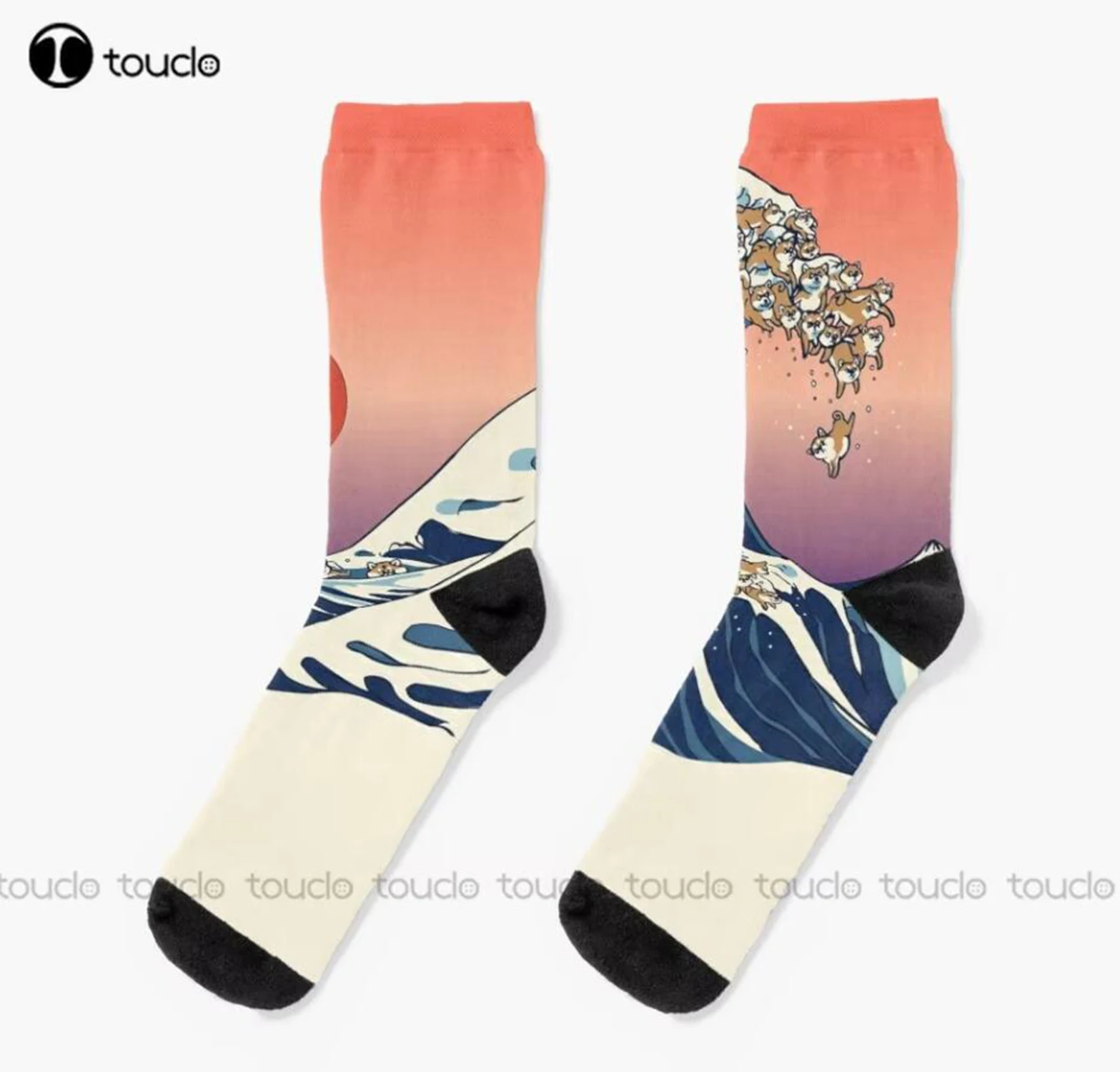 

The Great Wave Of Shiba Inu Socks Woman Socks Christmas Fashion New Year Gift Unisex Adult Teen Youth Socks 360° Digital Print