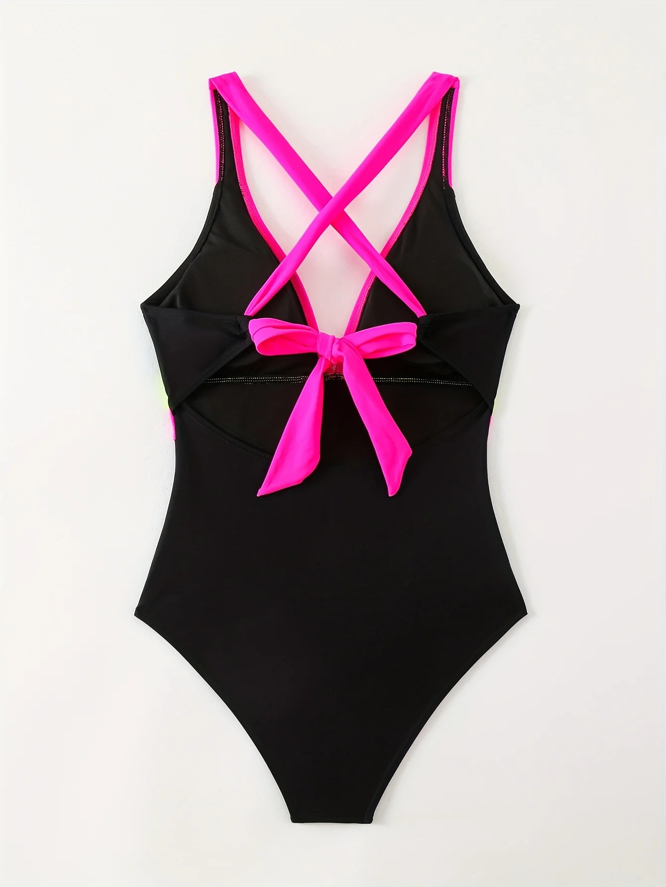 Foreign Trade One-Piece Swimsuit for Women in Candy Colors, Hot Color Matching, Contrasting Colors, Fashionable Beach Swimsuit