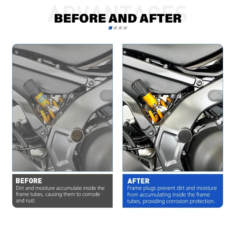 Motorcycle Accessories For Yamaha MT 09 MT-09 MT09 SP 2021 2022 2023- Frame Hole Cover Caps Plug Decoration Kit Frame End Caps