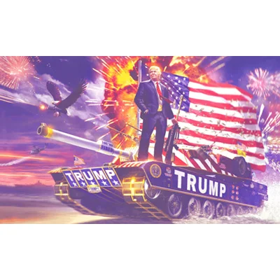 Trump on Tank 2020 President Election Keep America Great Flag