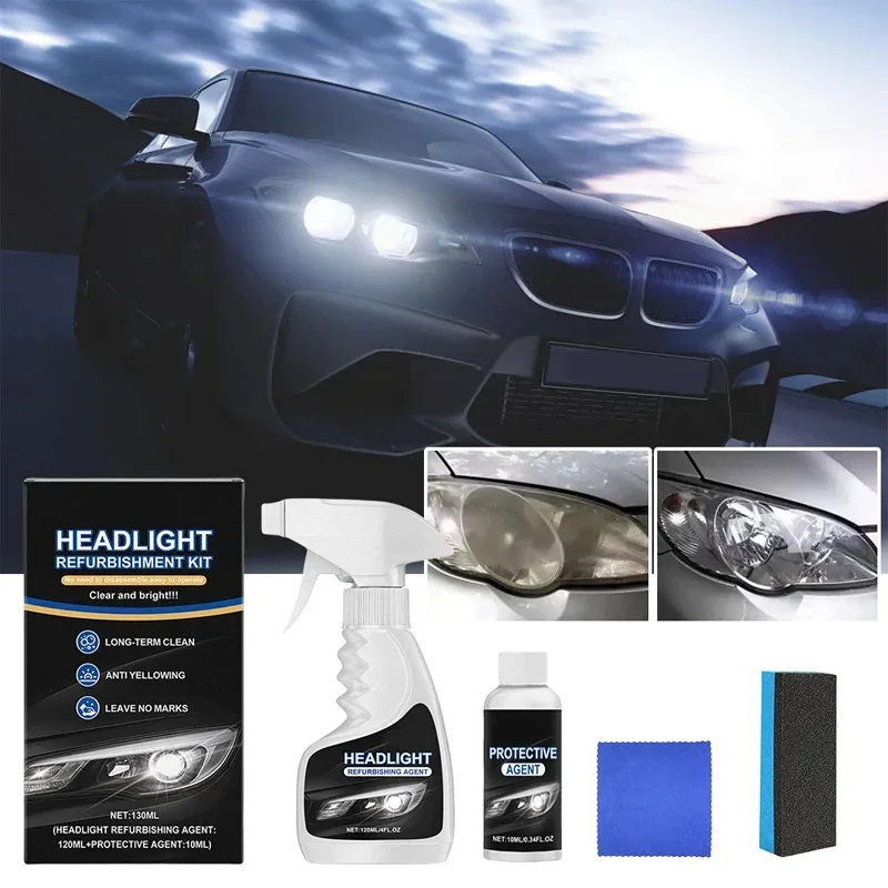 Premium Car Headlight Restoration Kit Remove Yellowing Polish Lens Restore Brightness Long Lasting Protect Easy Use
