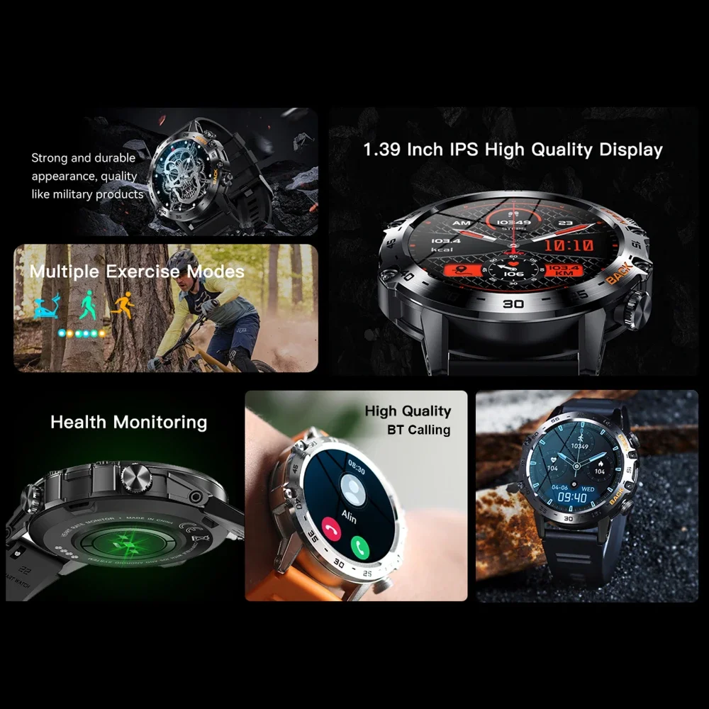 Multiple Sports Mode Fitness Tracker Heart Rate Blood Oxygen Monitor  1.39inch FullTouch Screen Bluetooth Call Smart Watch