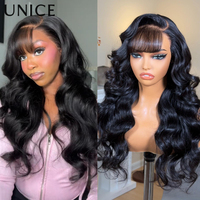 UNice 13x4 Pre-Everything™ Side Part Fluffy Loose Wave Wig With Wispy Air Bangs Pre Cut Pre Bleached Glueless Wig Human Hair