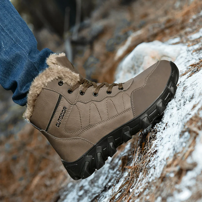Men's Winter Boots Warm Waterproof Non-Slip Plush Sneakers Shoes - Winter Slippers Male Tenis Boots view 6