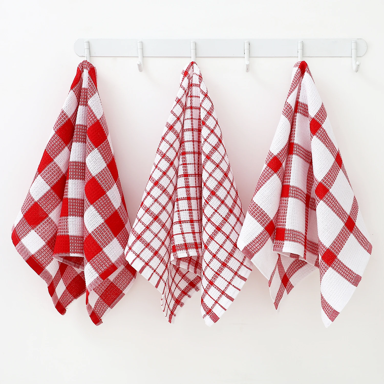 Waffle Weave Plaid Dish Cloths Super Absorbent Kitchen Dish Towels Quick Drying Cotton Dishcloth for Drying and Washing Dishes