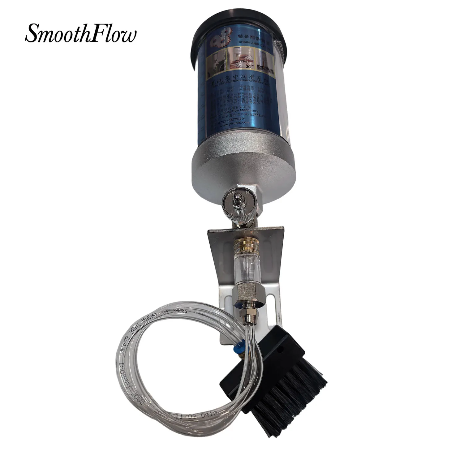 Drip Feed Lubrication Kit 350ml Oil Cup 60mm Brush Stainless Steel L Bracket PU Hose for CNC Machine Tool