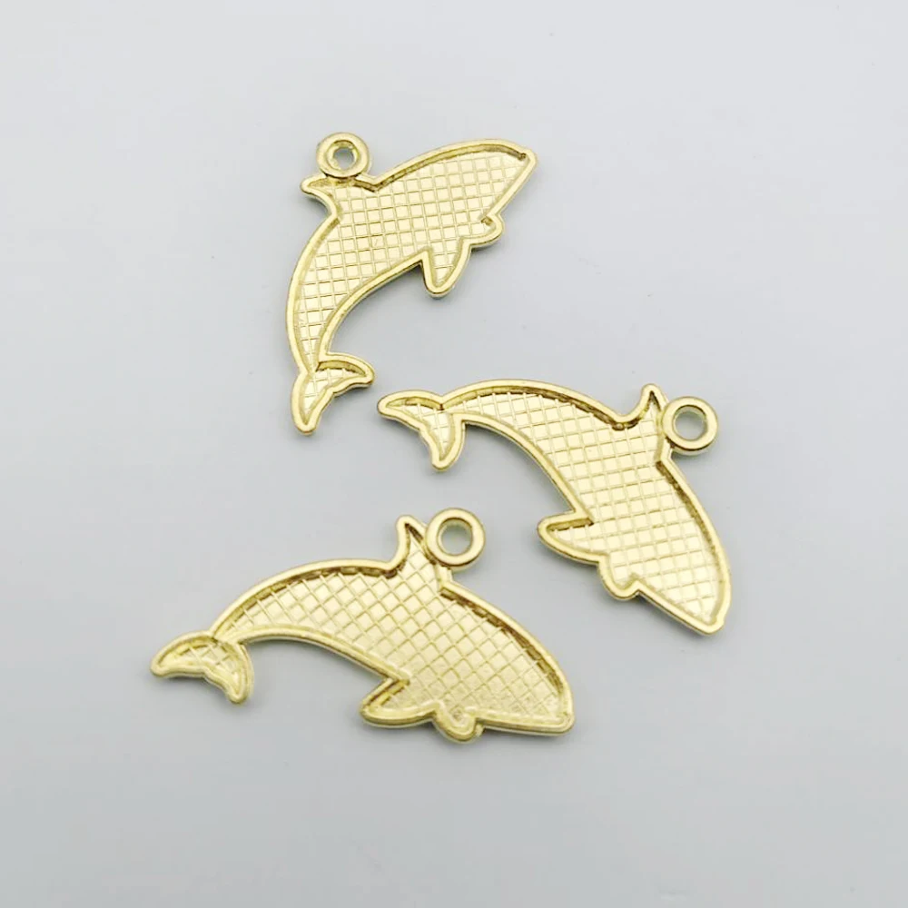 10pcs Whale Charm Jewelry Accessories Diy Making Enamel Necklace Earring Pendant Keychain Alloy Metal Gold Plated