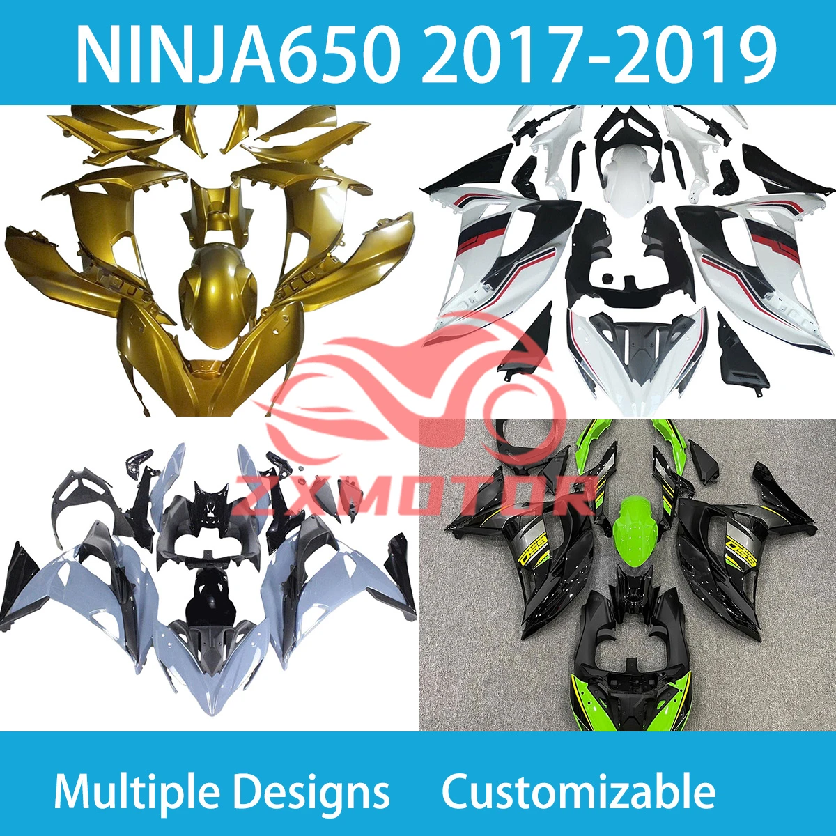 

ABS Fairings ER-6F 2017 2018 2019 Aftermarket Motorcycle Dirt Motor Trail Bike Fairing Kit for KAWASAKI NINJA650 17 18 19
