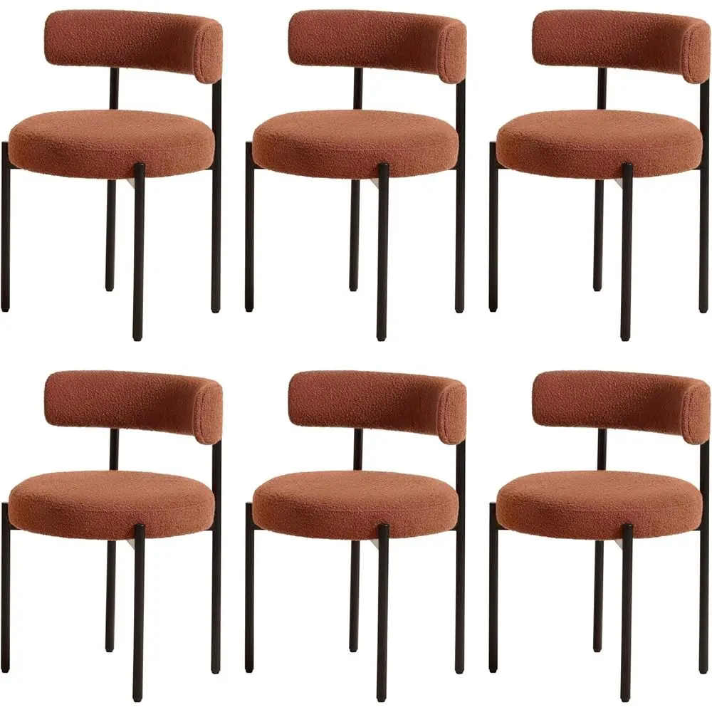 

Набор из 6 обеденных стульев в стиле Mid-Century Modern, с обитыми сиденьями в деревенском стиле и округлыми спинками, для кухни или столовой, подходят для