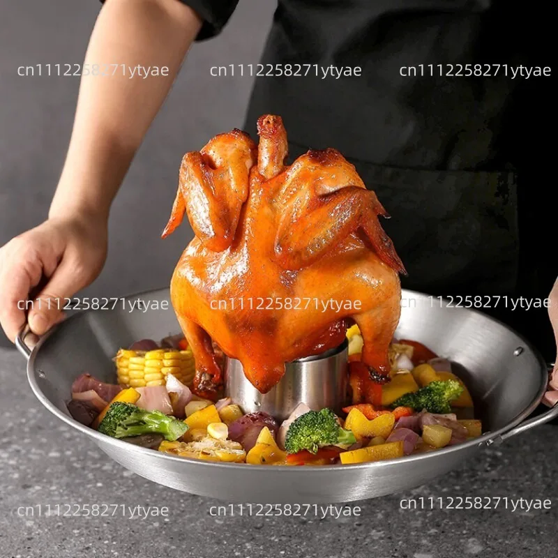 Multifunctional grill chicken rack, barbecue plate, grilled seafood plate, large stainless steel barbecue utensils