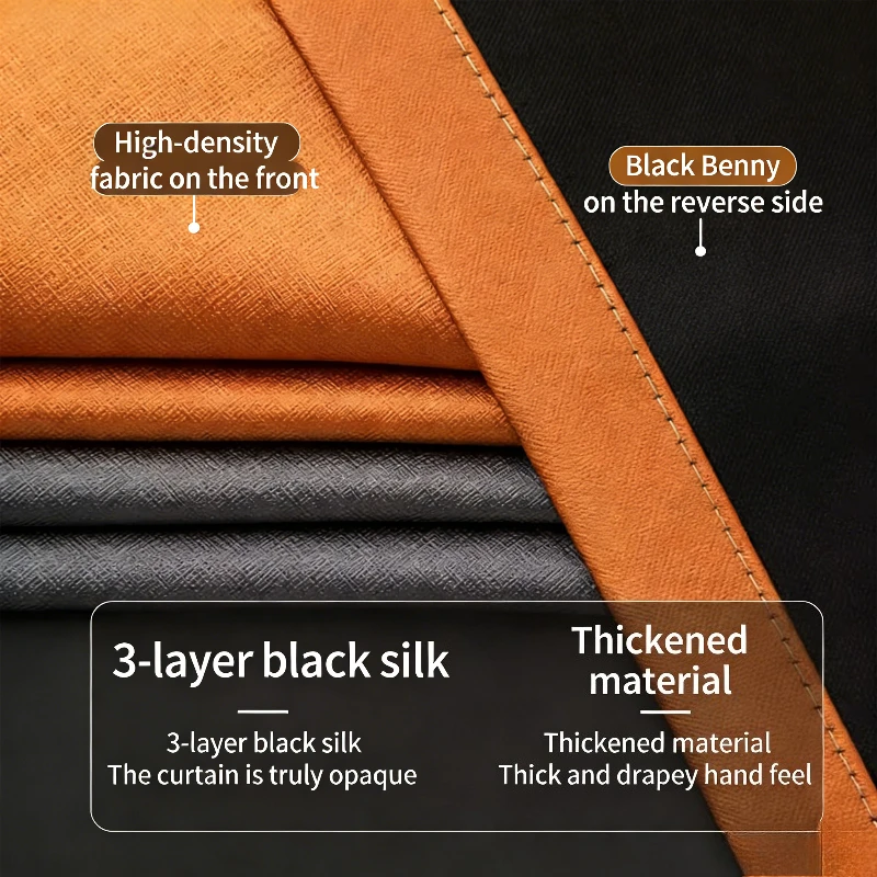 Modern Fashion Blackout Elegant Luxury Orange  Lurtains for Living Dining Room Bedroom Elegant Jacquard Window Decor White Tulle