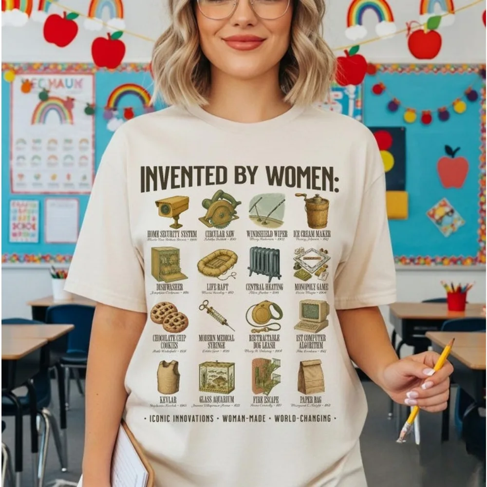 Invented By Women ShirtWomen in Science Shirt Inventor Tops Empowering Teacher Tops Womens History Tee Feminist Gift