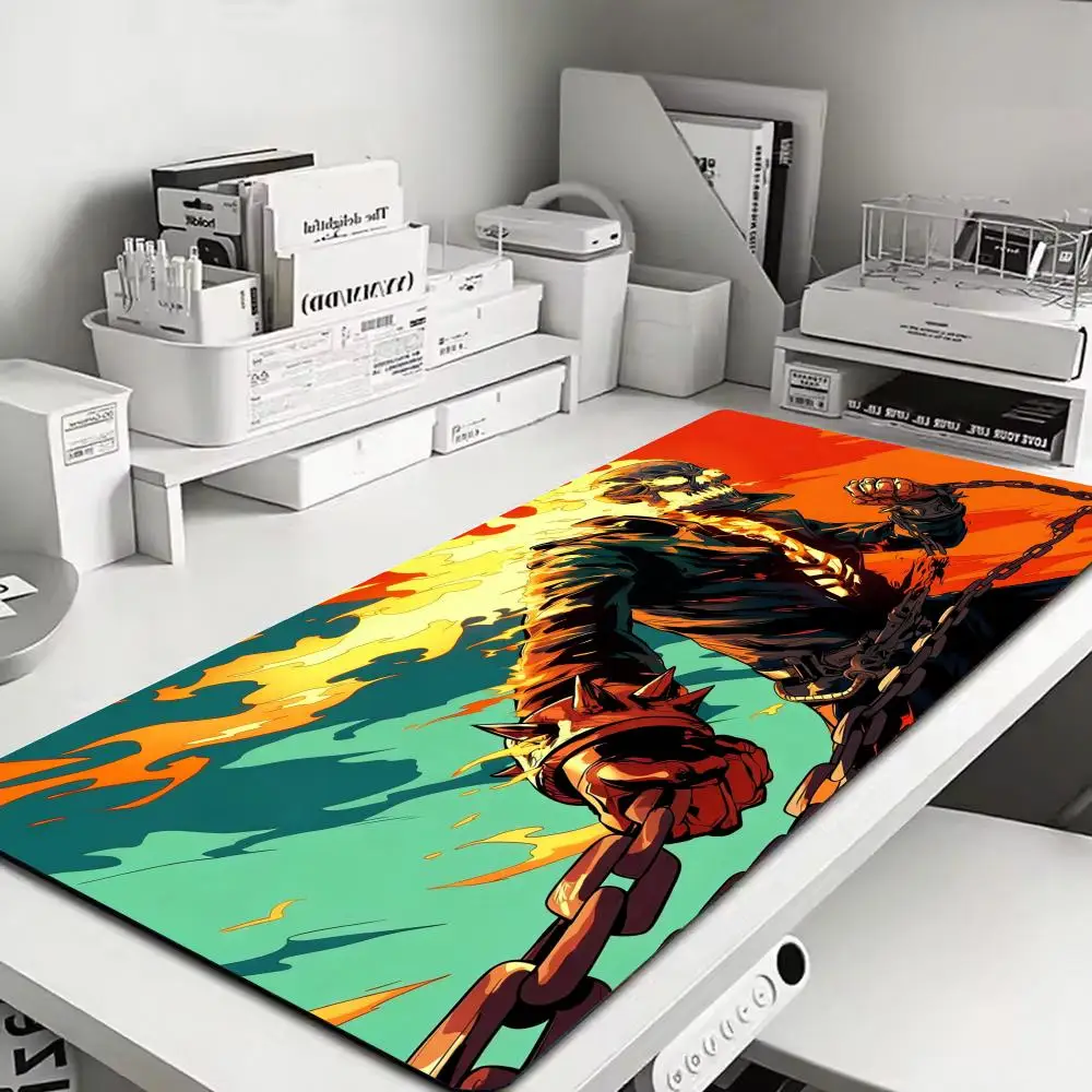 Flame Burning Skull Gaming Mouse Pad XXL Large HD Computer Mousepad Gamer Desktop Mat Non-slip Rubber Soft Office Locking Edge