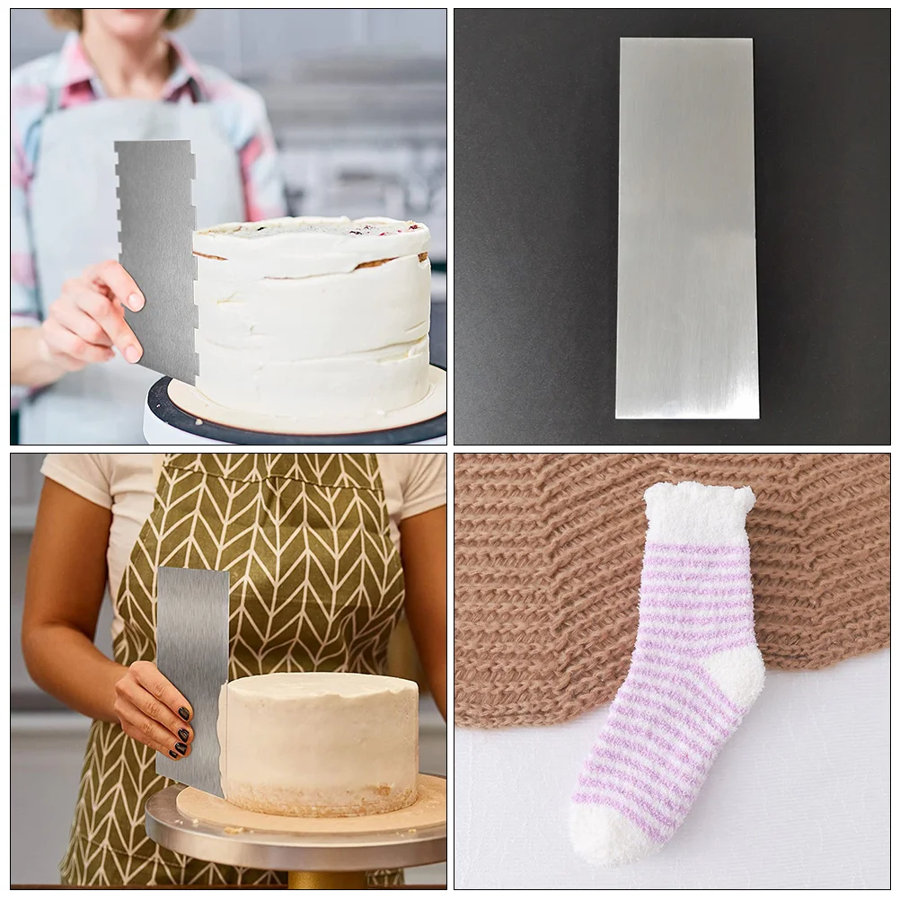 

3Pcs Cream Spatula Stainless Steel Cake Smoother Icing Trowel Baking Tool Decorating Comb Kitchen Utensil For Pastry