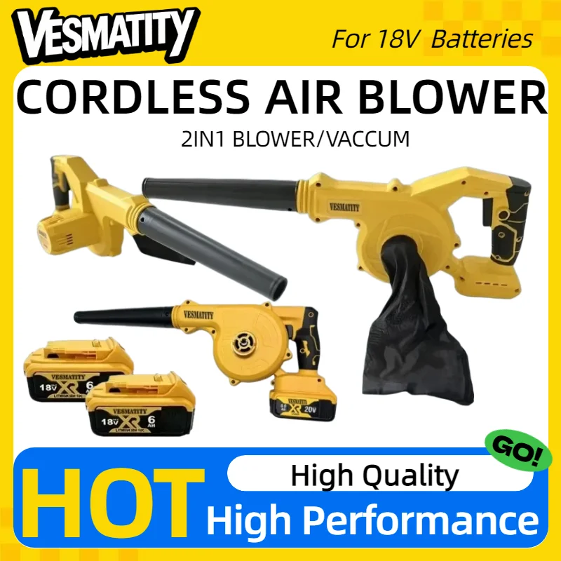 Multi‑Use Wireless Leaf Collector Duster Air Blower Vacuum Cleaner Electric Dust Removal Tool Compatible with 18V Battery