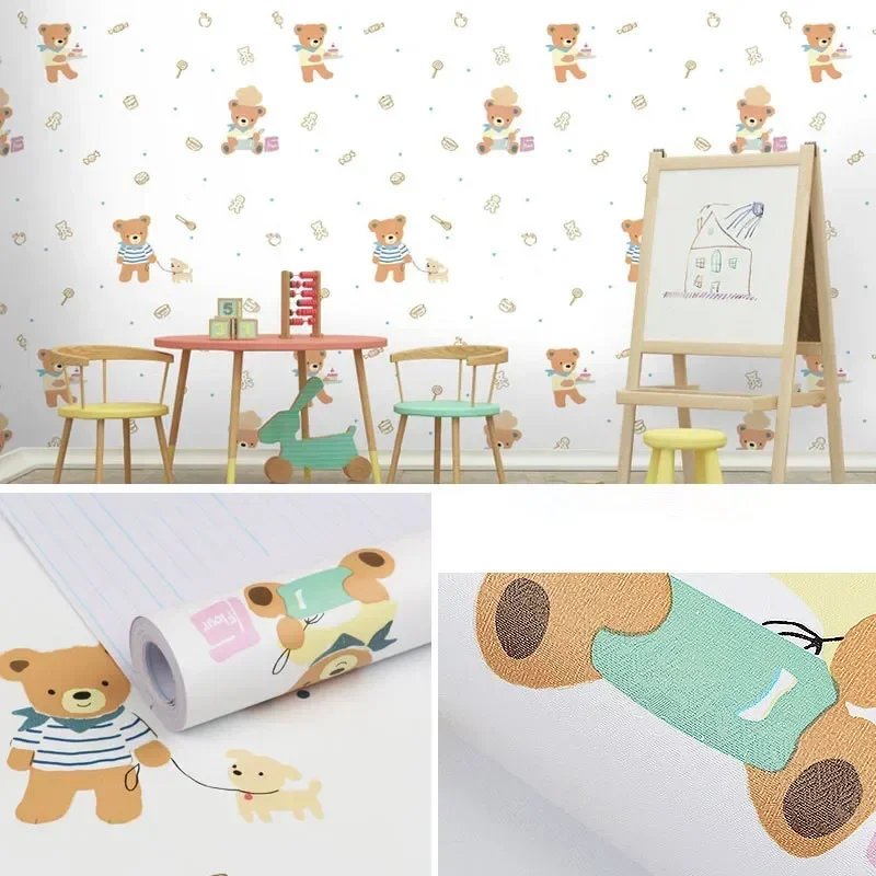 10 Meters PVC Wallpaper Roll with Classic Cartoon Animation Patterns Water-proof Self Adhesive Wall Sticker for Kid’s Room Decor