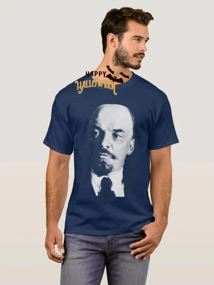 

Советский коммунизм Владимир Ильяч Леннин Портретная футболка из 100% хлопка с круглым вырезом и коротким рукавом Летняя повседневная мужская футболка Размер S-3XL