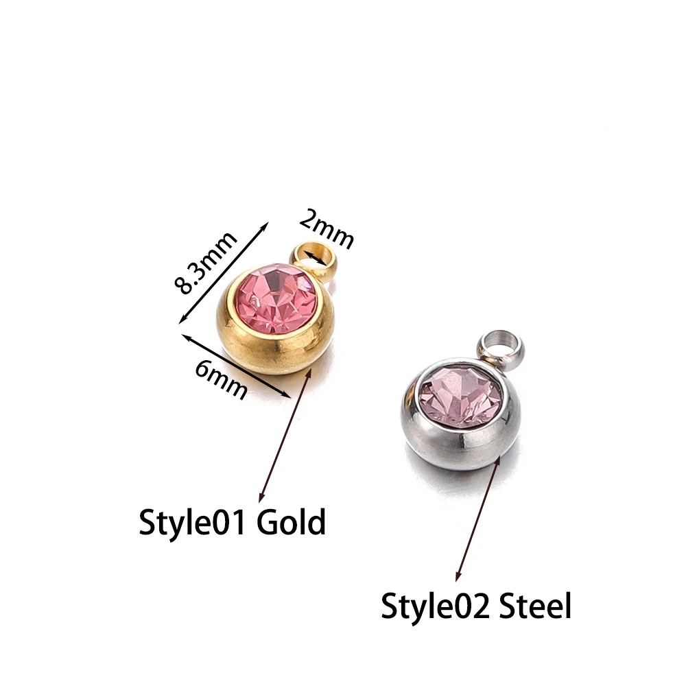 20 قطعة 6 مللي متر الفولاذ المقاوم للصدأ حجر الراين الخرز الذهب اللون كريستال Charms المعلقات ل عقد دي اي واي سوار صنع المجوهرات السحر #2