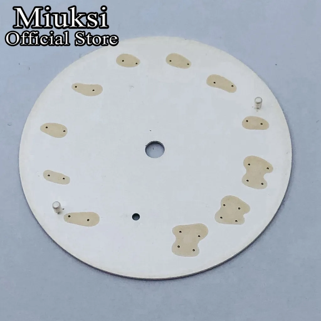 Miuksi 37mm black blue white watch dial luminous fit ETA 6497 or ST3600 movement