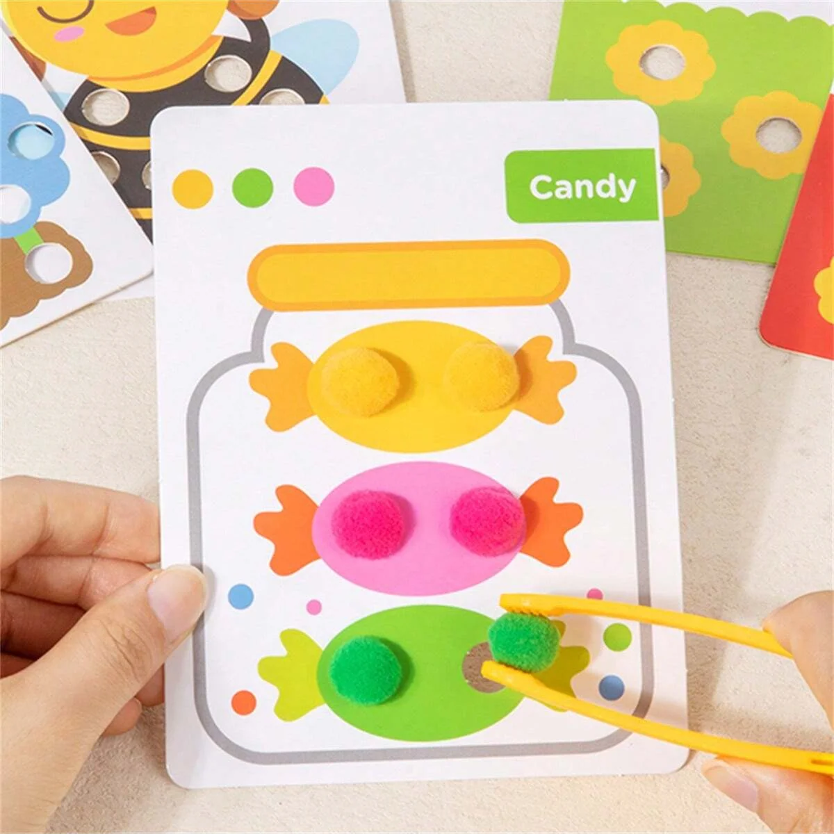 120pcs Plush Mini Balls Clamp Plush Ball Game Kids Color Learning Educational Game Toy 