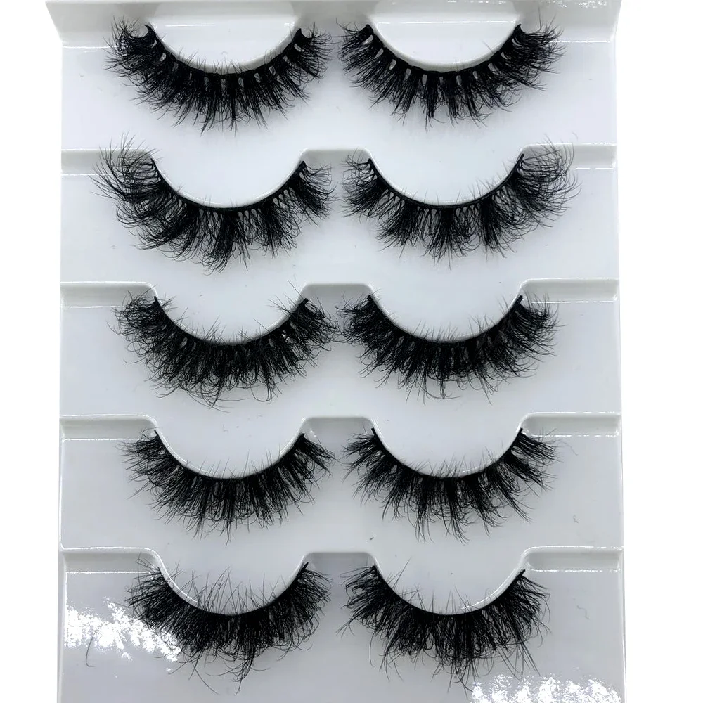 AMSDCN 5 Pairs Lashes Mink Lashes Faux Eyelashes Mink False Eyelashes Dramatic Volume Lashes Eyelash Extension False Eyelashes