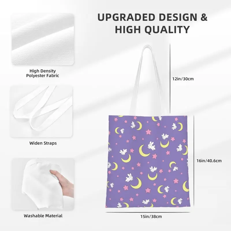 Personalizzato stampato Usagi Tsukino Moon Shopping Tote Bags riutilizzabile tela spalla Shopper Anime giapponese Sailor Manga Handbag