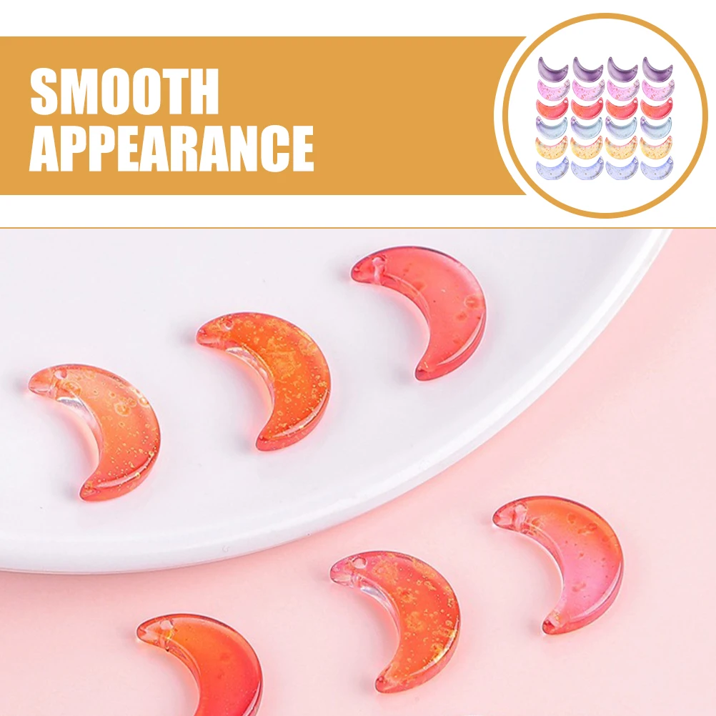 

80pcs Glass Moon Pendant Cute Mini Charms Bracelet Jewelry DIY Crafts Smooth Appearance Sturdy Reliable Easy Carry