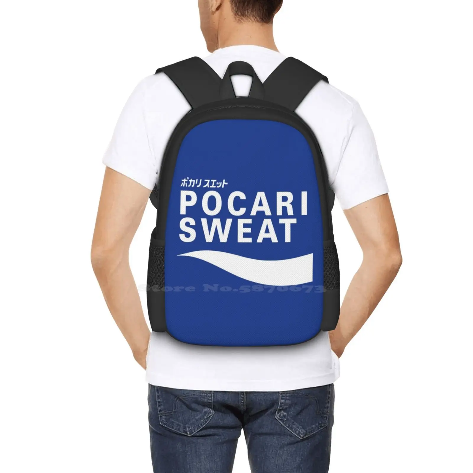 Pocari Sweat On Blue Background Hot Sale Schoolbag Backpack Fashion Bags Pocari Japanese Sport Drink Electrolyte Beverage