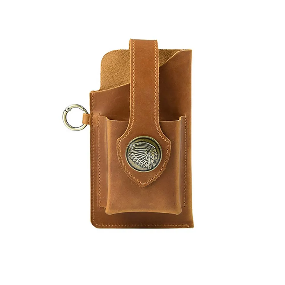 AIGUONIU Marsupio in vera pelle stile Crazy Horse da uomo antifurto multiuso escursionismo all'aperto custodia per cellulare custodia per fondina