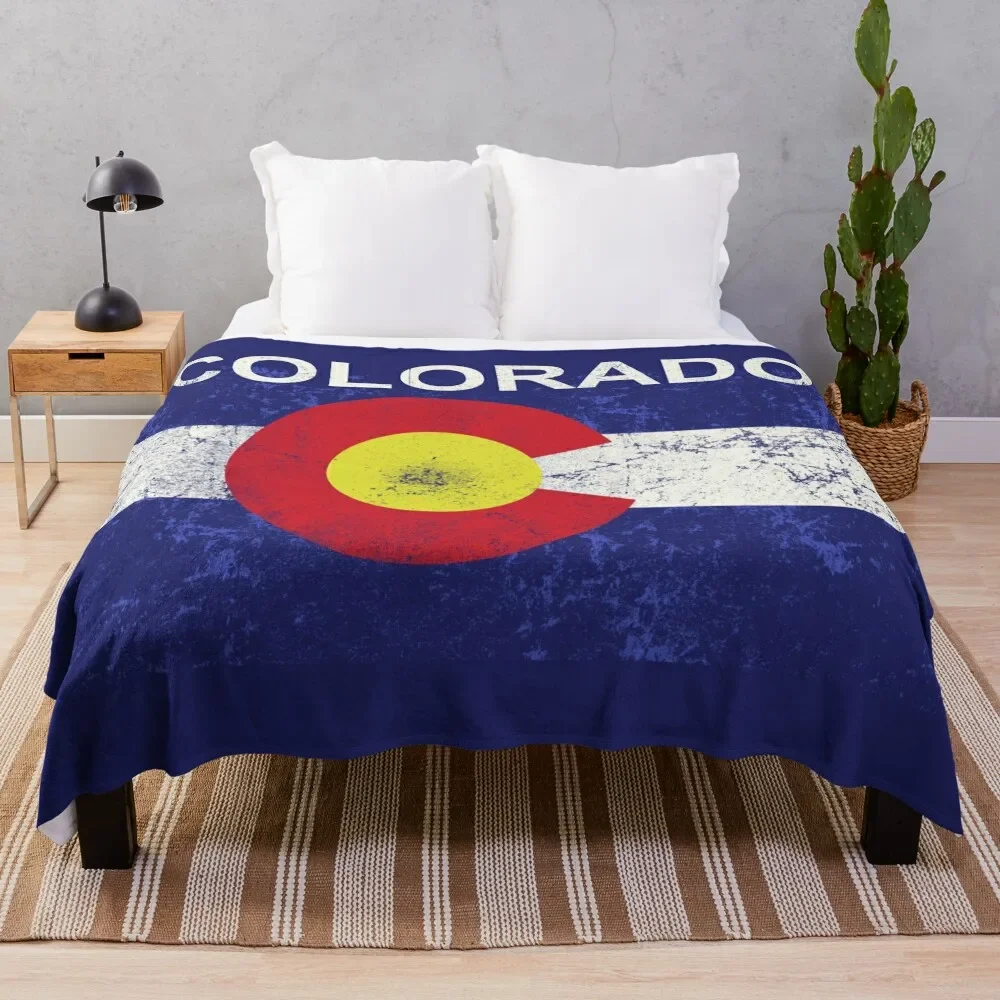 colorado flag vintage Throw Blanket Shaggy Nap Fluffy Softs Blankets