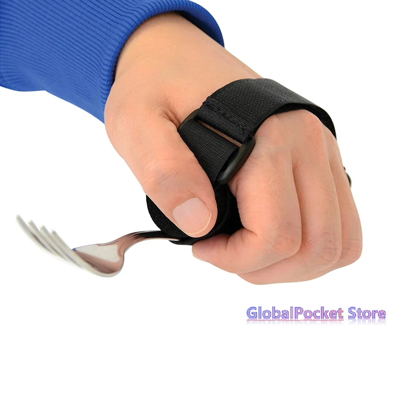 Aid Utensil Cuff Holder Strap Elastic Eating Assistance Cuff Spoons Forks Knife Fixing Nylon Band For Patients Elderly Disabled