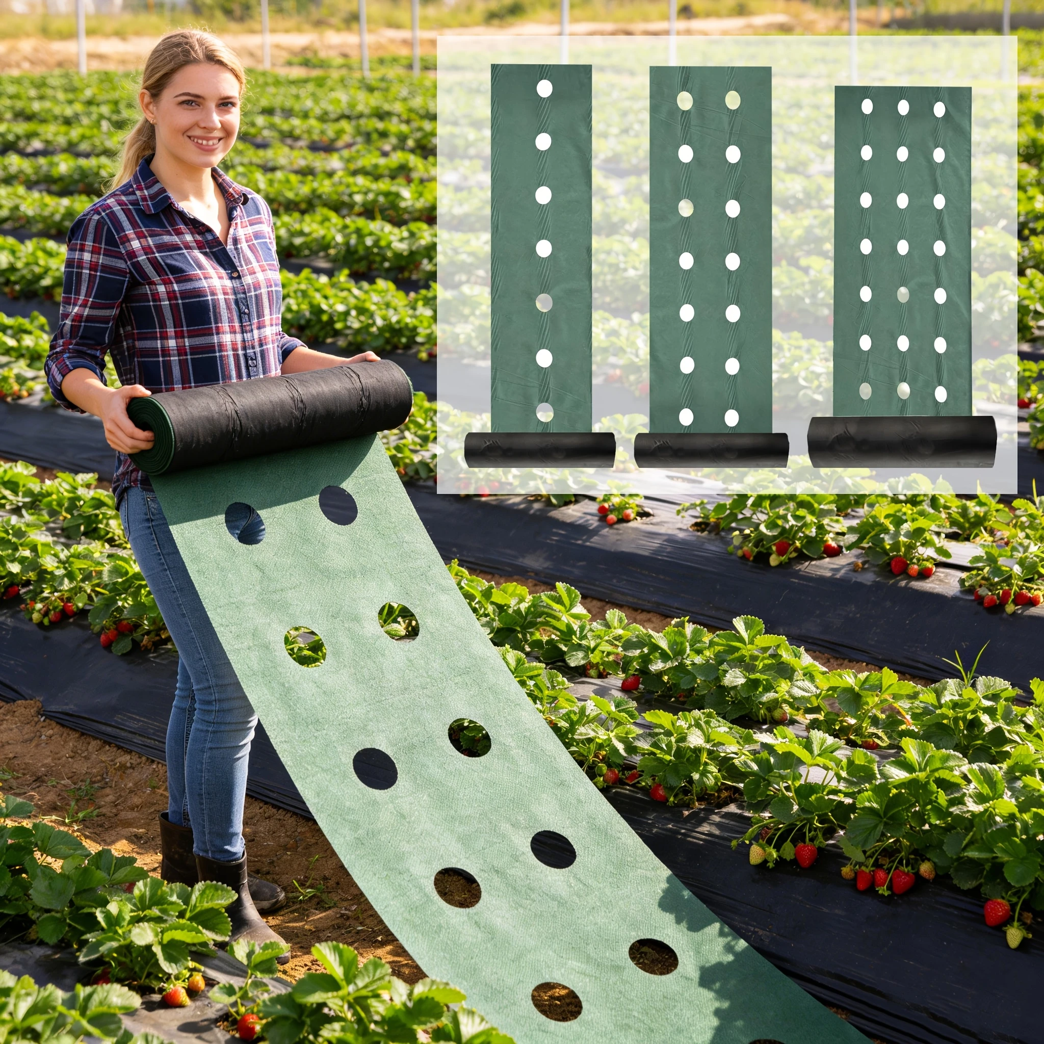 Heavy Duty Double Layer Perforated Weed Barrier Pp Fabric Breathable For Garden Vegetable Beds Lawn And Irrigation Use