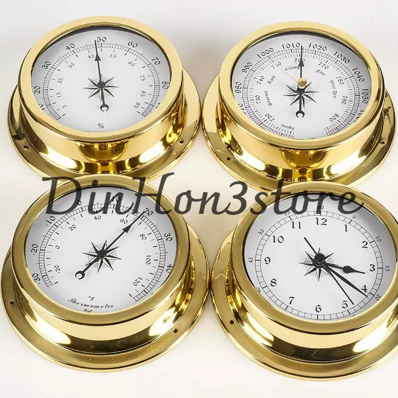 115Mm Copper Shell Marine Barometer Thermometer Hygrometer Clock Tide Clock Weather Forecast