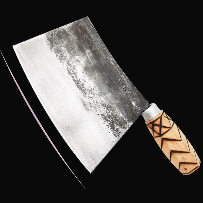 Chinese Butcher Knife 1CM Blade Chopping Knife Forged Kitchen Knives Cut Big Bone Chopping Knife High Hardness Kitchen Cutter