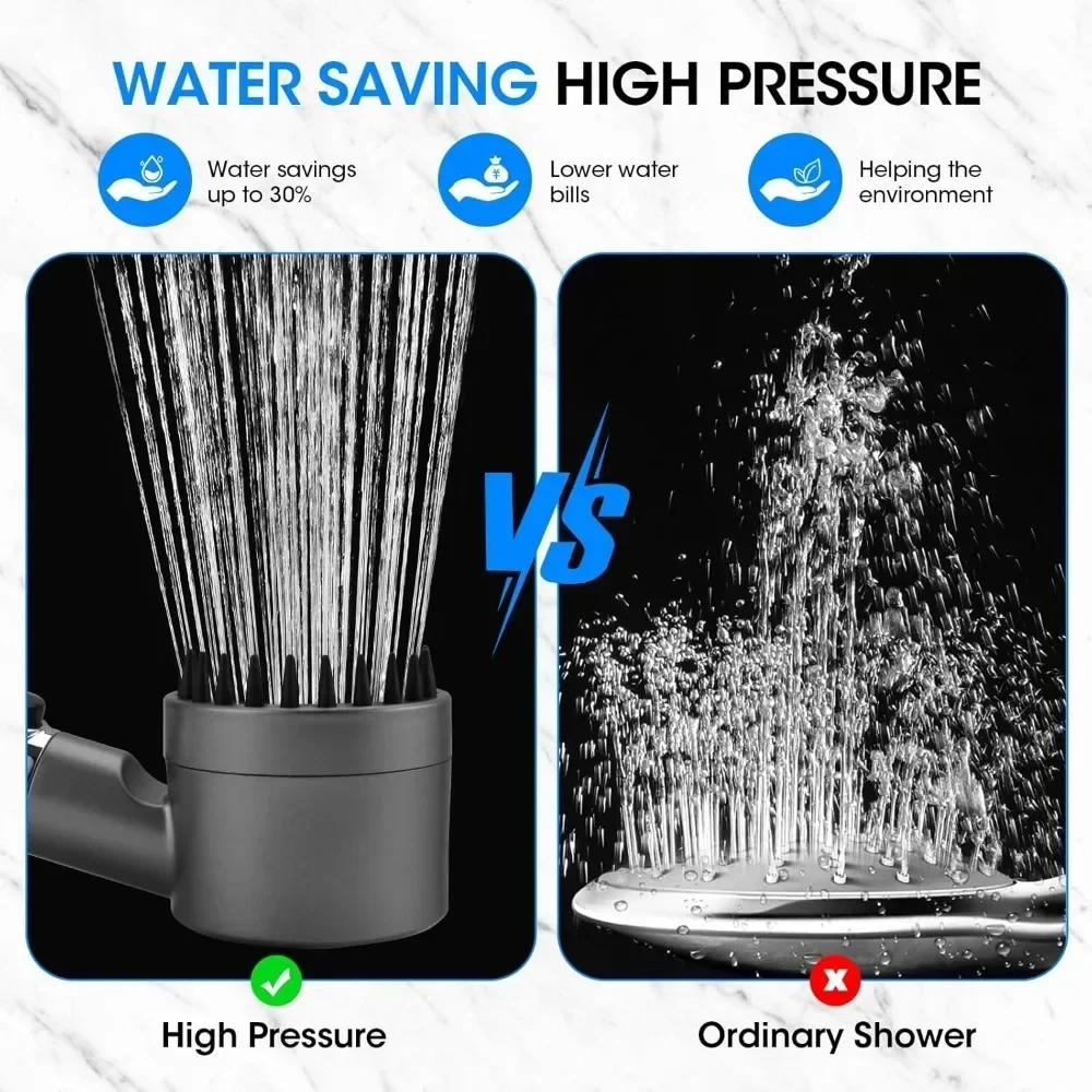 High Pressure Shower Head Raindrop Faucet 3 Mode Adjustable Spray Filtration System with Massage Brush for Spa Experience
