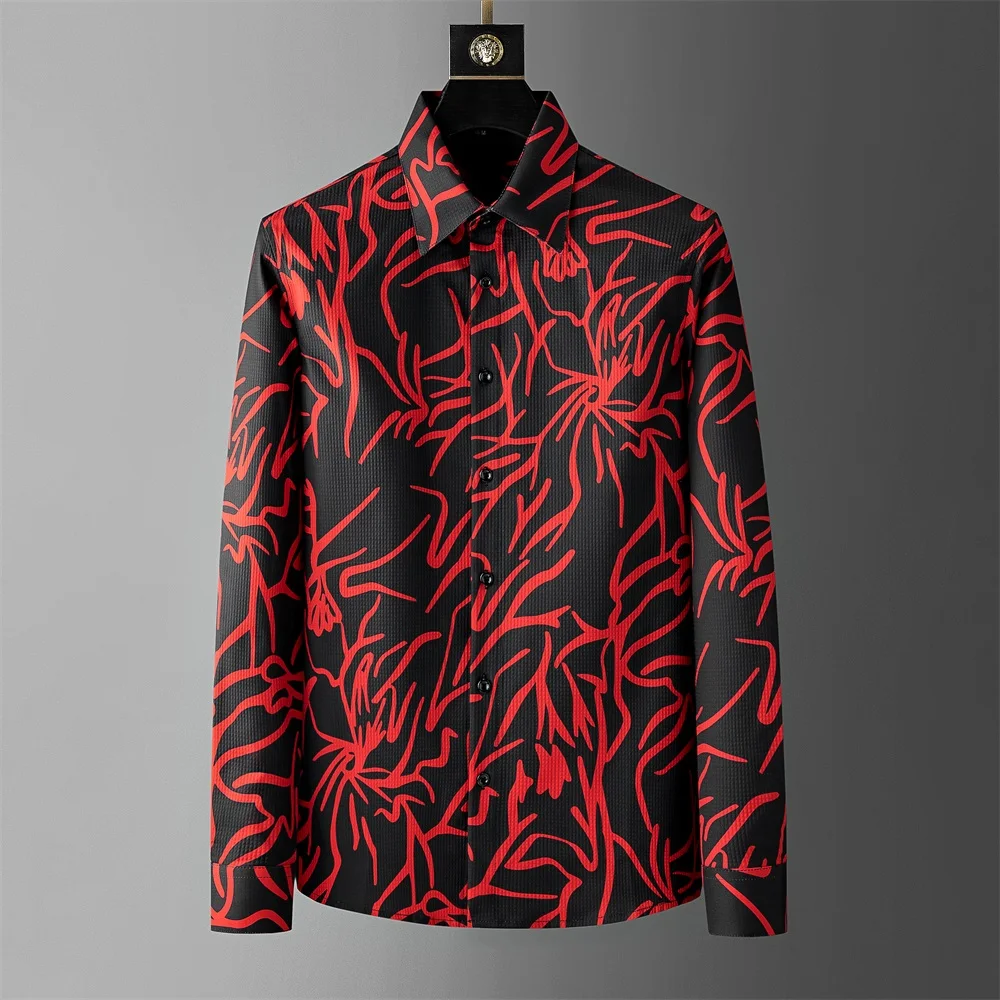 

Brand Art Printed Men's Shirt Autumn Fashion Loose Casual Shirt Long Sleeve Business Office Social Shirt Streetwear Men Clothing