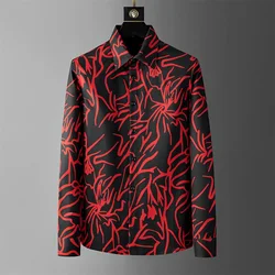 Brand Art Printed Men's Shirt Autumn Fashion Loose Casual Shirt Long Sleeve Business Office Social Shirt Streetwear Men Clothing