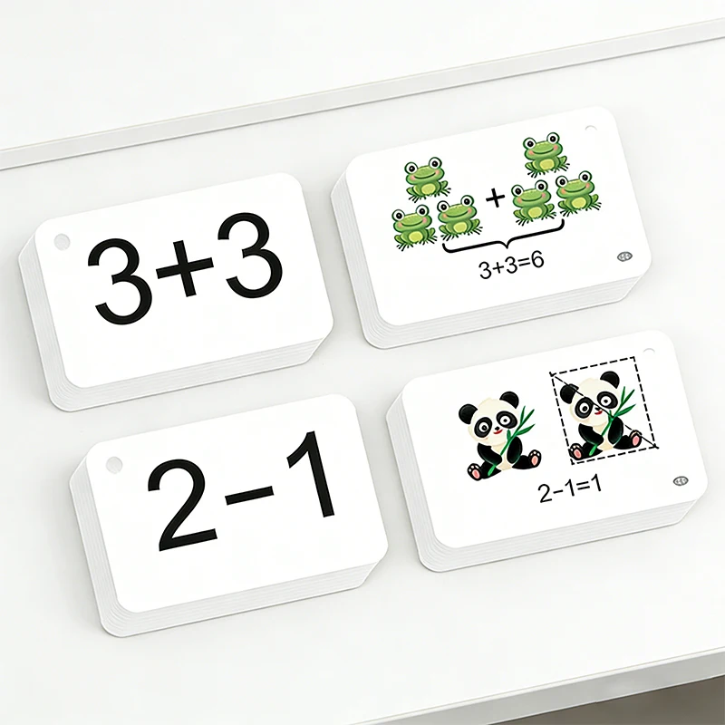 132 Cards with Addition and Subtraction Problems, a Complete Set of Cards for Children to Improve Their Mental Arithmetic Skills, Train Their Mathematical Thinking and Concentration, and Help Them Learn, Suitable for School Supplies and Holiday Gifts