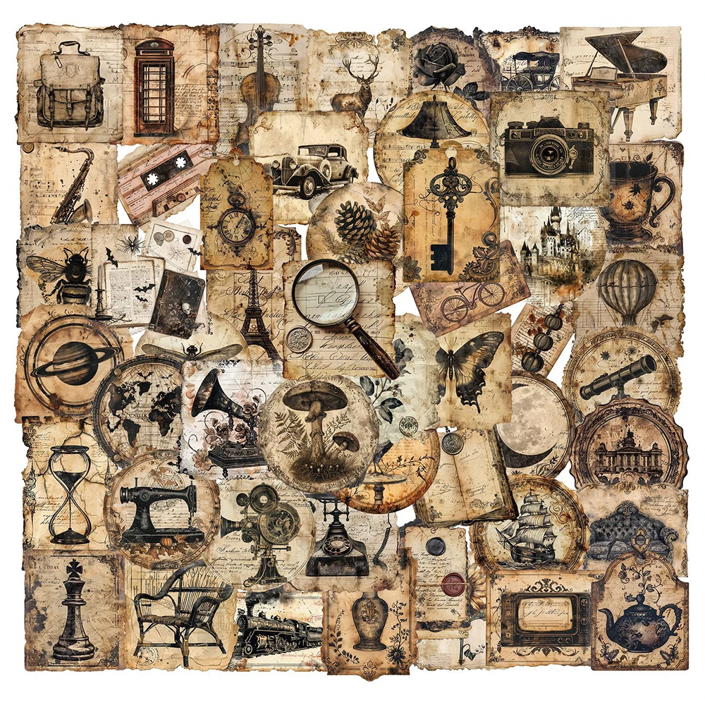 

10/30/50pcs Transparent Retro Labels Graffiti Stickers Cartoon Flowers Butterfly Decals Scrapbook Suitcase Phone Vintage Sticker