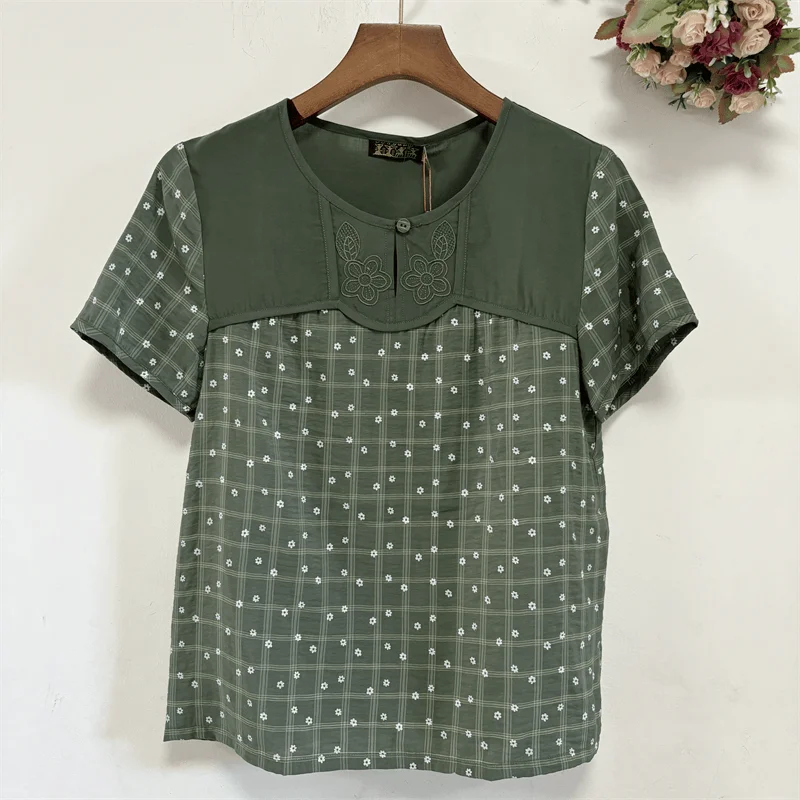 

Новая летняя модная женская футболка в этническом стиле с вышивкой, одежда для мамы, одежда из смеси хлопка и шерсти, стандартный крой