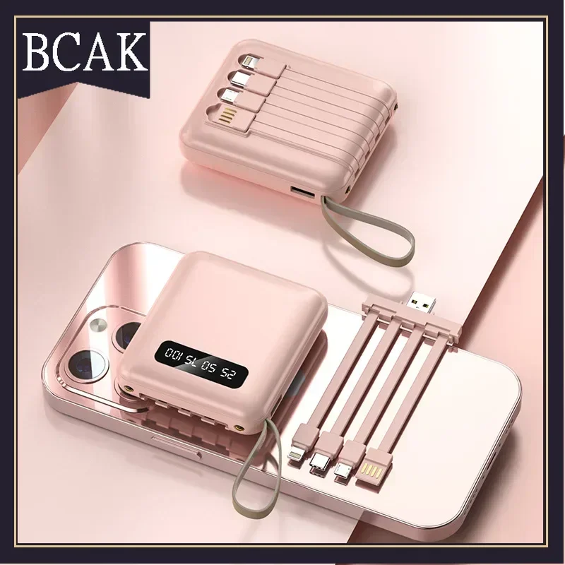 Hot Style Mini Self-contained Cable Power Bank 20000mAh Small, Portable and Large-capacity BCAK Mobile Power Supply