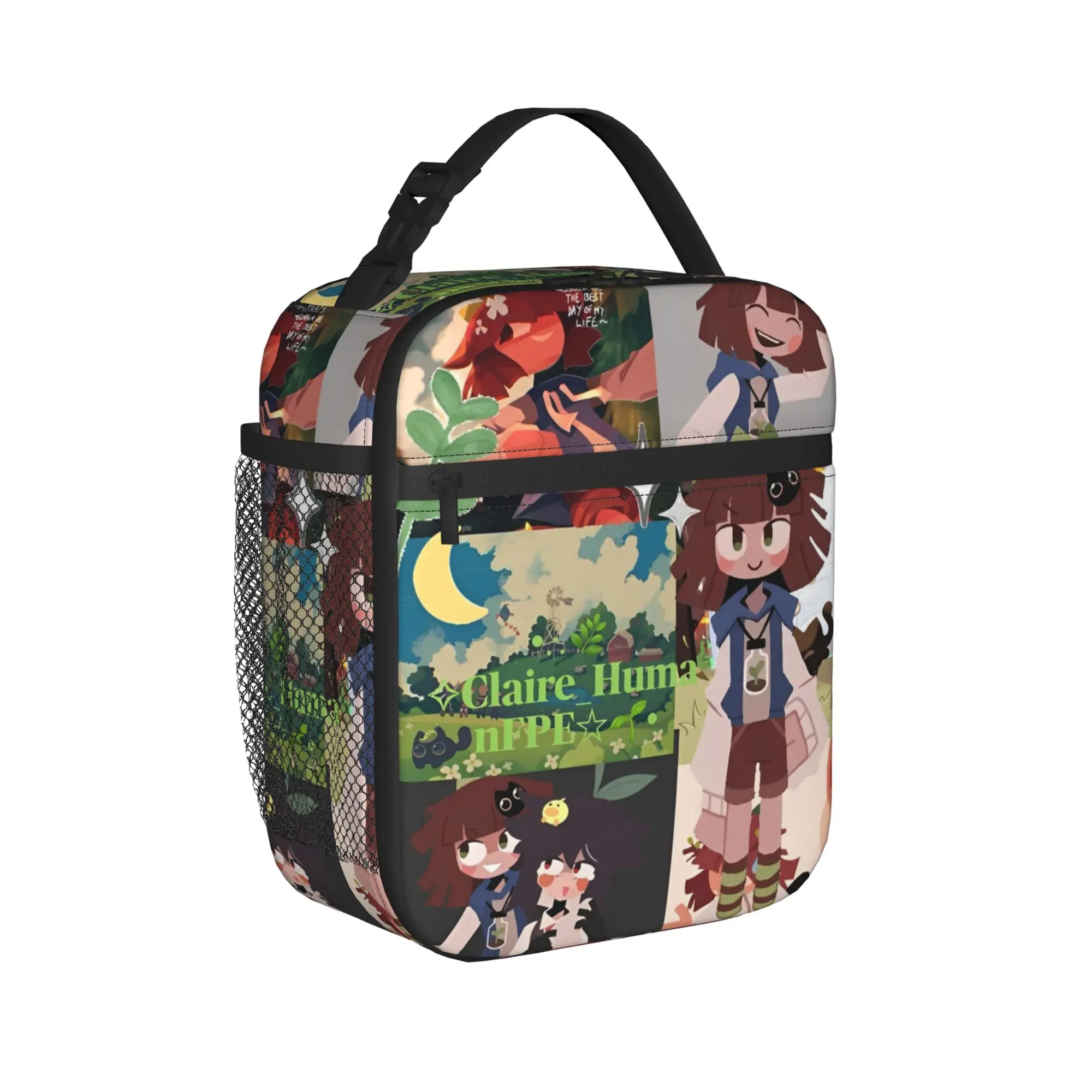 Claire Miss Circle Cartoon  Insulated Lunch Bags Portable Fundamental Meal Container Cooler Bag Tote Lunch Box Food Storage Bags
