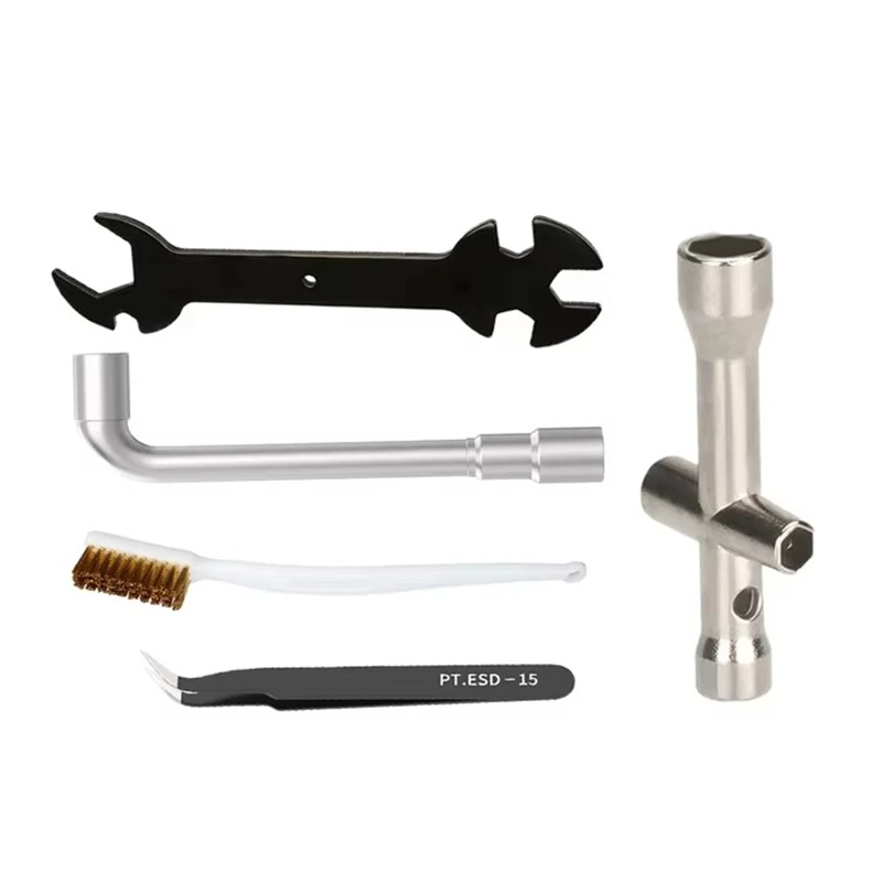 

Набор гаечных ключей 3D-принтера MK8 MK10, крестообразный гаечный ключ для чистки сопла, медная щетка, инструмент, пинцет, L-гаечный ключ для Ender 3 5 CR-10